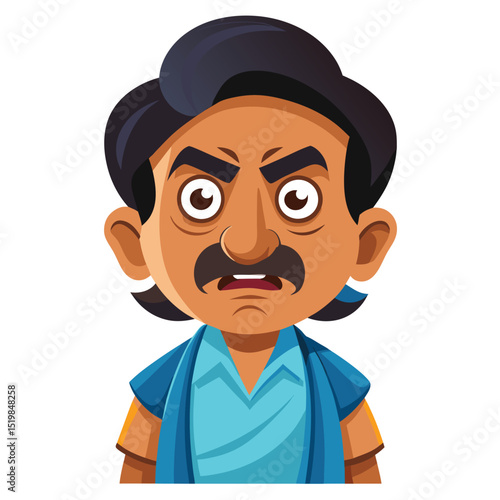 Cartoon man with mustache and angry expression on his face