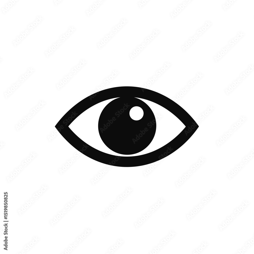 Simple black eye icon for visibility or views with transparent background
Simple black eye icon for visibility or views with transparent background