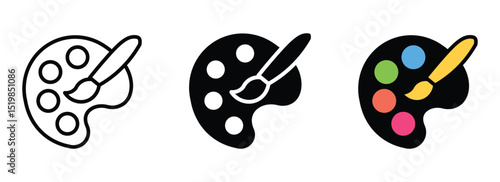 Brush, Color palate icon. , Creative Art and painting color palate icon design, stock  vector