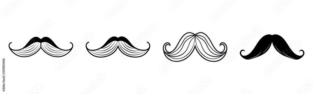 Classic gentleman's mustache silhouette design in black vector illustration Classic gentleman's mustache silhouette design in black vector illustration