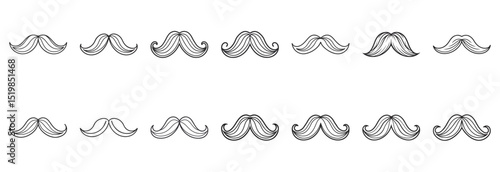 Mustache Silhouette Vector Set line art , various curvy and spiraling designs