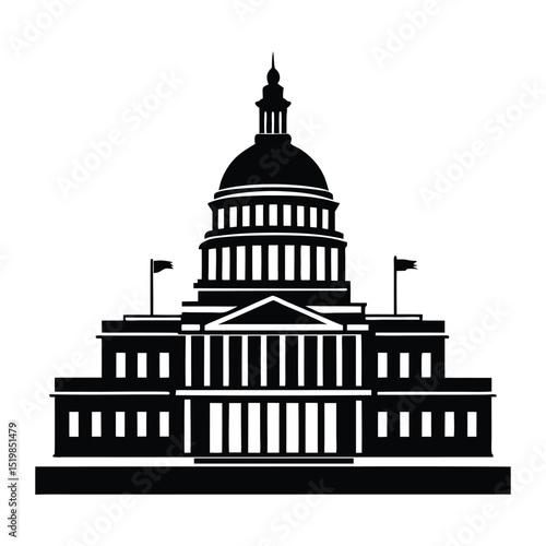 United states capitol building silhouette vector Design.