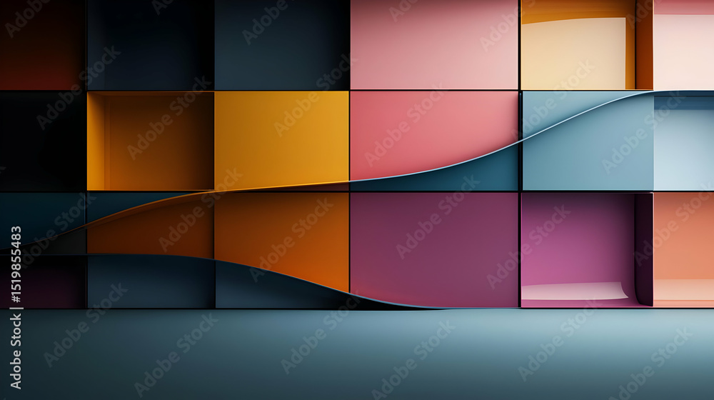 Obraz premium Abstract Geometric Wall Design With Colorful Squares