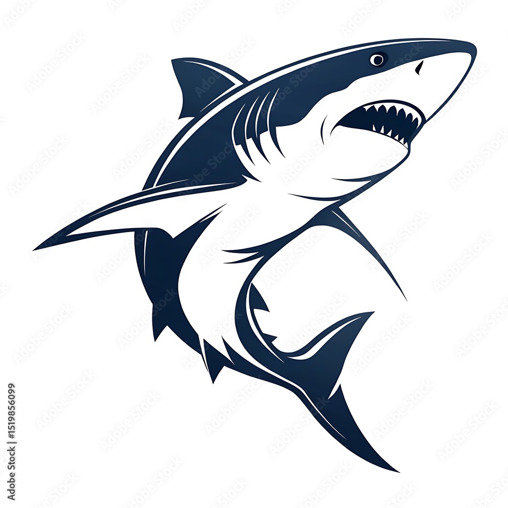Naklejka premium Great black shark cartoon vector illustration isolated on white