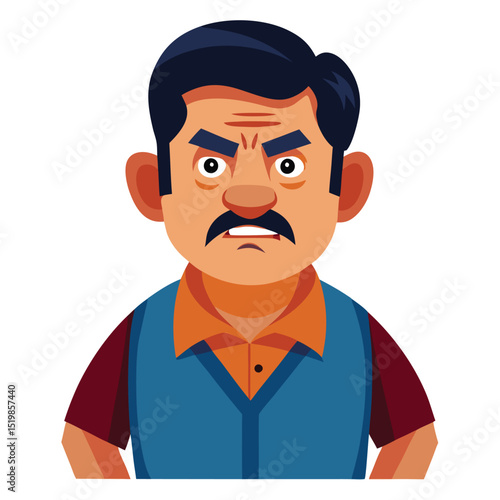Illustration of a man with a mustache looking angry