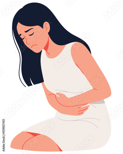 Pregnant Woman Experiencing Morning Sickness and Discomfort While Sitting on the Floor