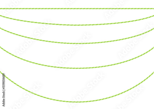真っ直ぐな紐とカーブする紐のイラストのセット_緑
