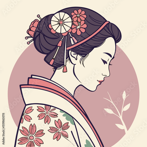 Creative line art of a woman with flowing hair shaped like leaves and flowers, ideal for organic branding and wellness themes.