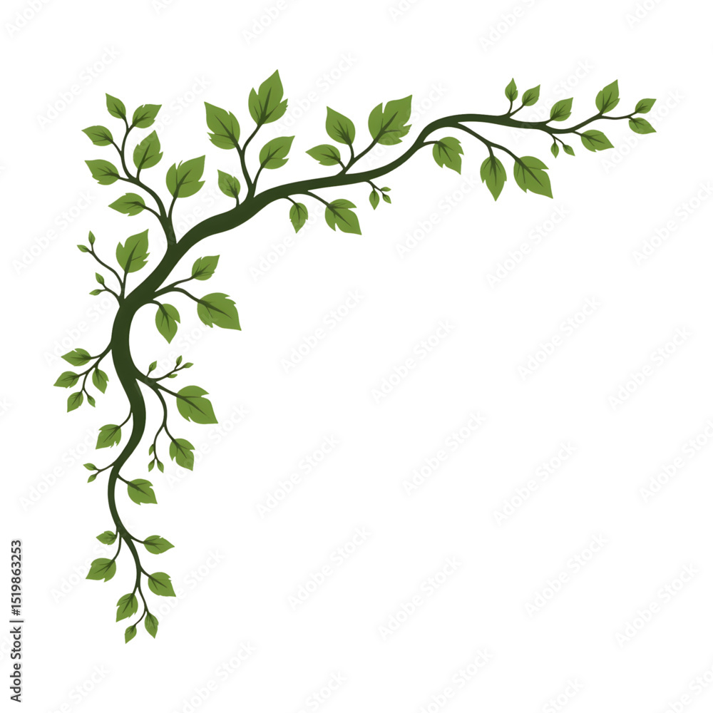 Leafy branch illustration on white background Leafy branch illustration on white background