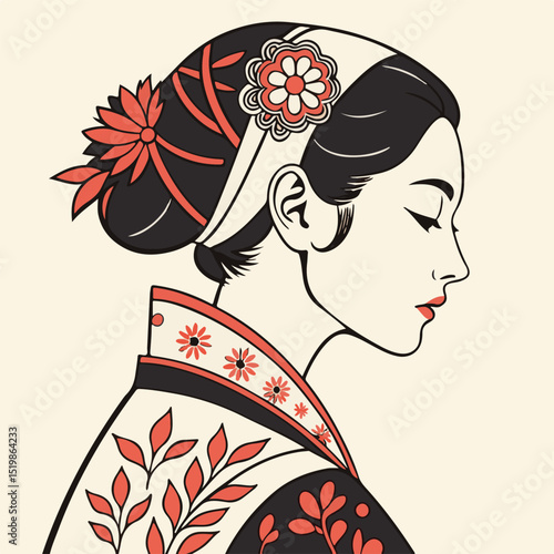 Creative line art of a woman with flowing hair shaped like leaves and flowers, ideal for organic branding and wellness themes.