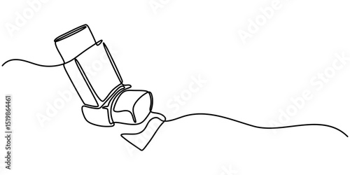 inhaler continuous one line drawing, Single one line drawing an inhaler. Medical equipment concept. Continuous line draw design graphic vector illustration.                                           