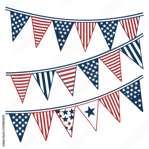 Bright fireworks burst with small red and blue stars in vector format. Ideal for 4th of July patriotic celebration, American Independence Day design, event graphics, or holiday decoration.