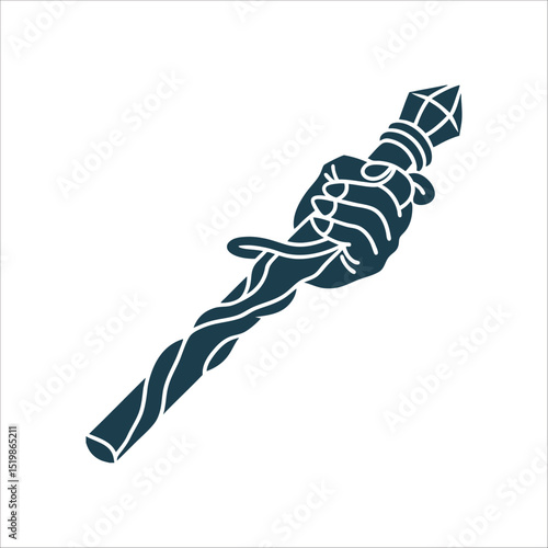 Gnarled Ash Staff with Quartz Hand