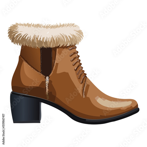 Rustic Light Brown Fur-Trimmed Lace-Up Boots