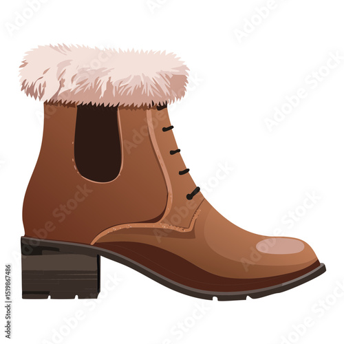 Classic Brown Fur-Trimmed Lace-Up Ankle Boots