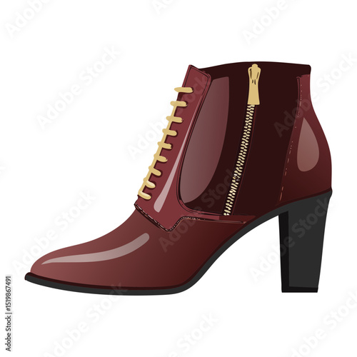 Trendy Dark Red Zipper Buckle Ankle Boots