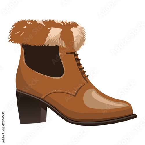 Charming Light Brown Fur-Trimmed Strap Boots