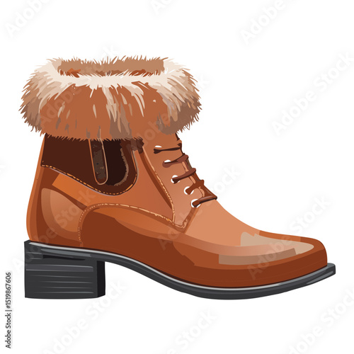 Stylish Brown Fur-Trimmed Winter Lace-Up Boots