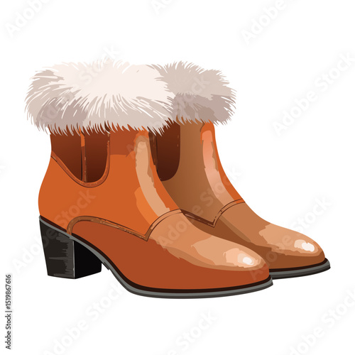 Vibrant Orange Fur-Trimmed Ankle Boots
