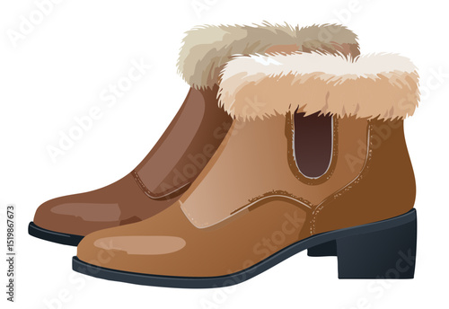Rustic Two-Tone Fur-Trimmed Ankle Boots