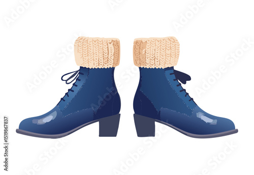 Elegant Dark Blue Lace-Up Ankle Boots Pair