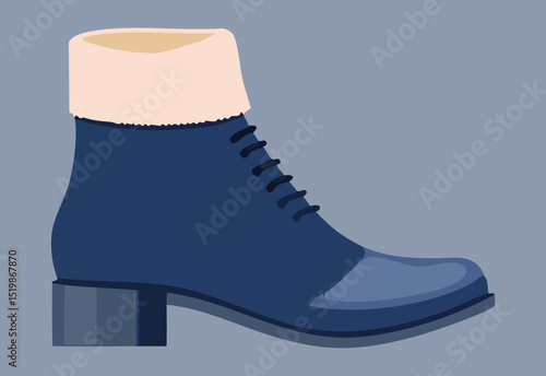 Cozy Blue Fur-Trimmed Winter Ankle Boot