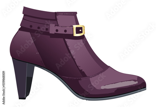 Elegant Purple Buckle Detail Ankle Boot