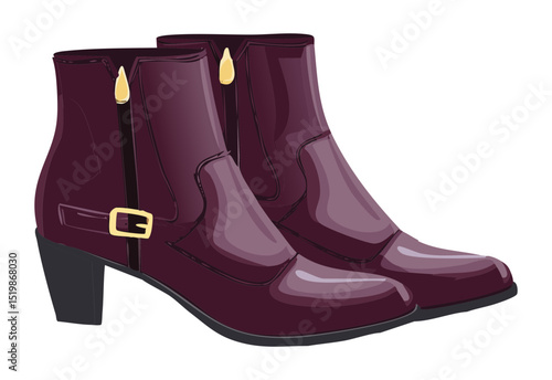 Elegant Pair of Burgundy Zipper Boots