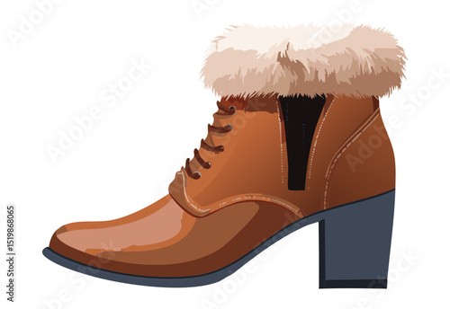 Chic Brown Fur-Trimmed Zipper Ankle Boot