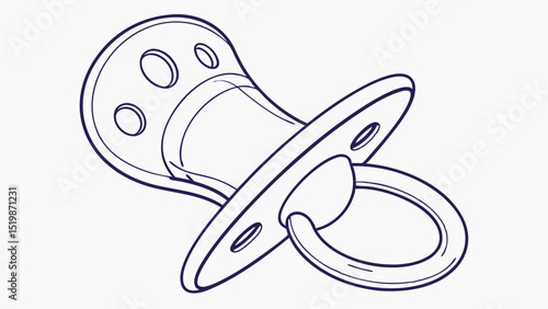 Baby pacifier vector illustration, dummy or soother outline drawing for kids, newborn, infant product