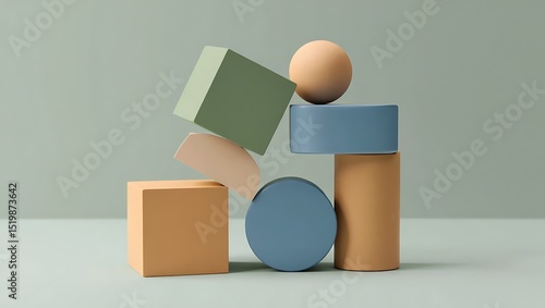 Balanced pastel geometric shapes abstract still life