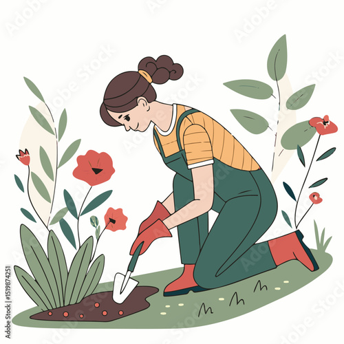 Minimalist women sketch with floral elements in her hair, ideal for skincare visuals, wellness branding, and personal care design.