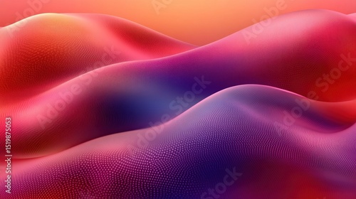 Abstract, vibrant, wavy, fluid shapes in pink, purple, and orange
