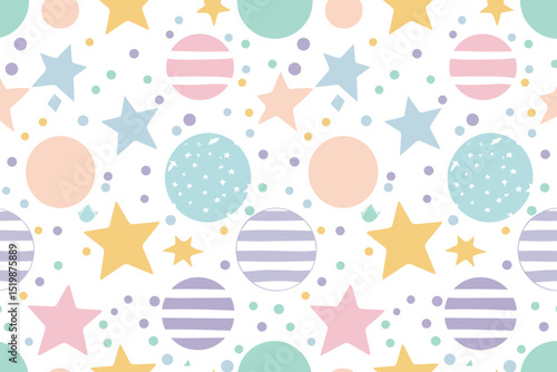 Childish seamless pattern with cute moon and stars. Nursery baby background. Creative kids texture for fabric. Vector illustration.