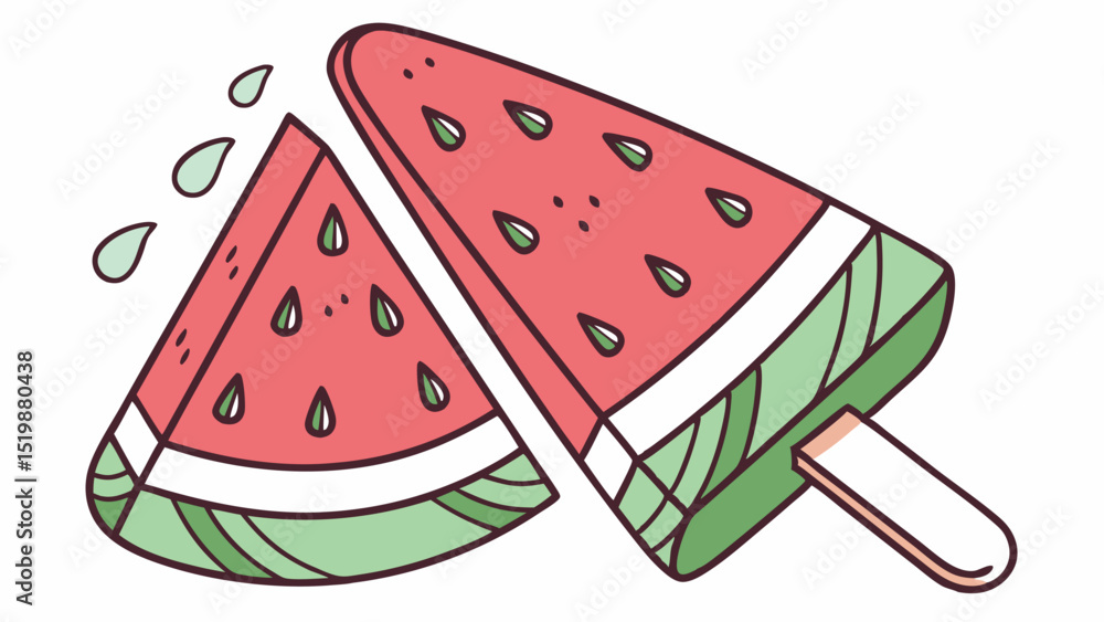 Cartoon watermelon slice and popsicle illustration summer fruit dessert food vector graphic design element 100 Cartoon watermelon slice and popsicle illustration summer fruit dessert food vector graphic design element 100