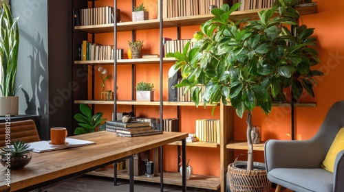 Wallpaper Mural Modern Home Office Setup with Greenery Ideal for Remote Conferences and Meetings Torontodigital.ca