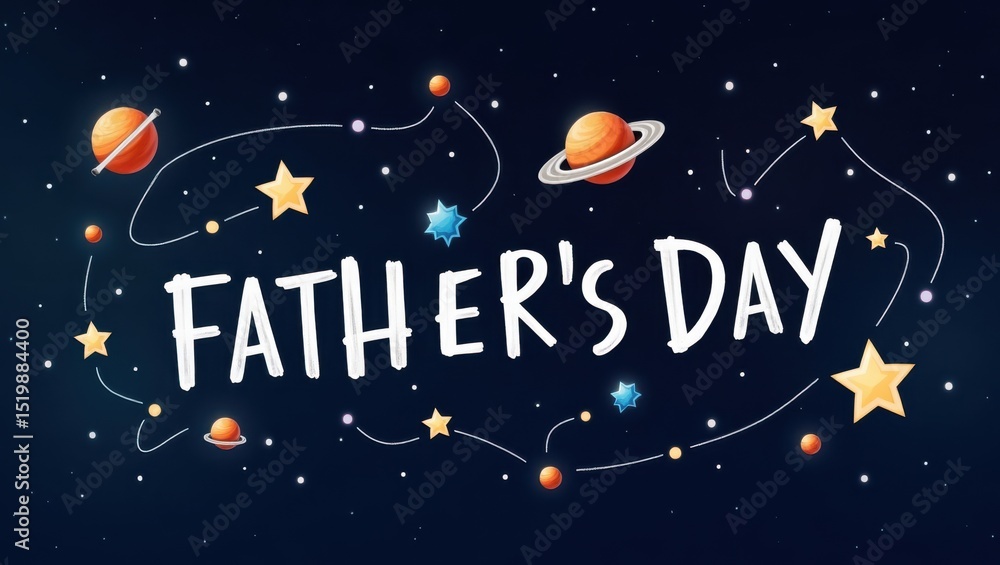 Celebrating father's day in the cosmos creative graphic design with stars and planets Celebrating father's day in the cosmos creative graphic design with stars and planets