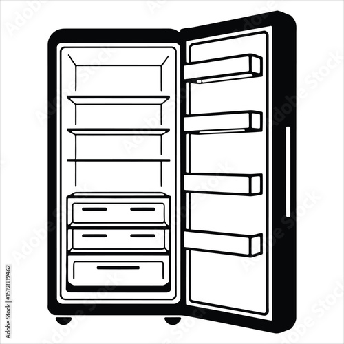 Open Refrigerator Vector Icon. Modern Empty Fridge Illustration.