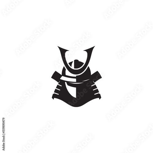 Japanese samurai helmet silhouette vector illustration graphic symbol isolated design