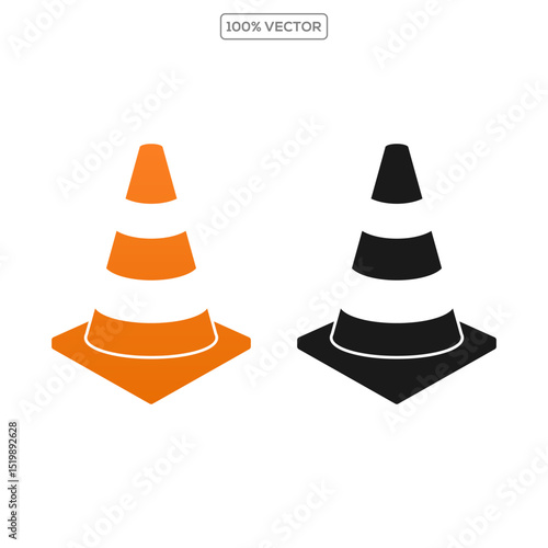 Orange and black safety cone vector illustration
