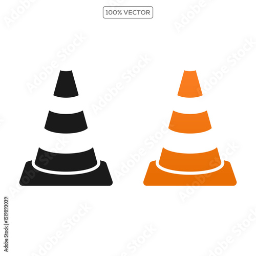 Orange and black safety cone vector illustration stock
