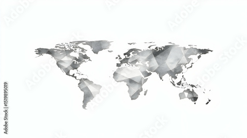 Wallpaper Mural Abstract Low-Poly World Map Illustration in grayscale, showcasing global interconnectedness with a textured artistic background design, perfect for travel or geography themed projects. Torontodigital.ca