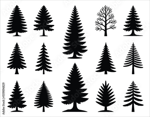 Classic Fir Tree Silhouette Icons