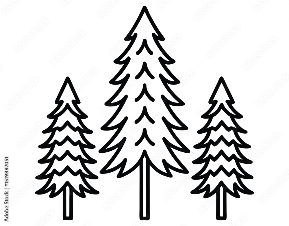 Fototapeta premium Clean Douglas Fir Tree Black Vector