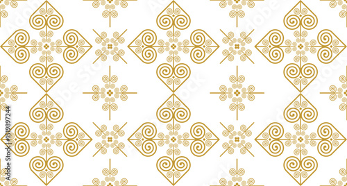 Seamless golden Hmong pattern