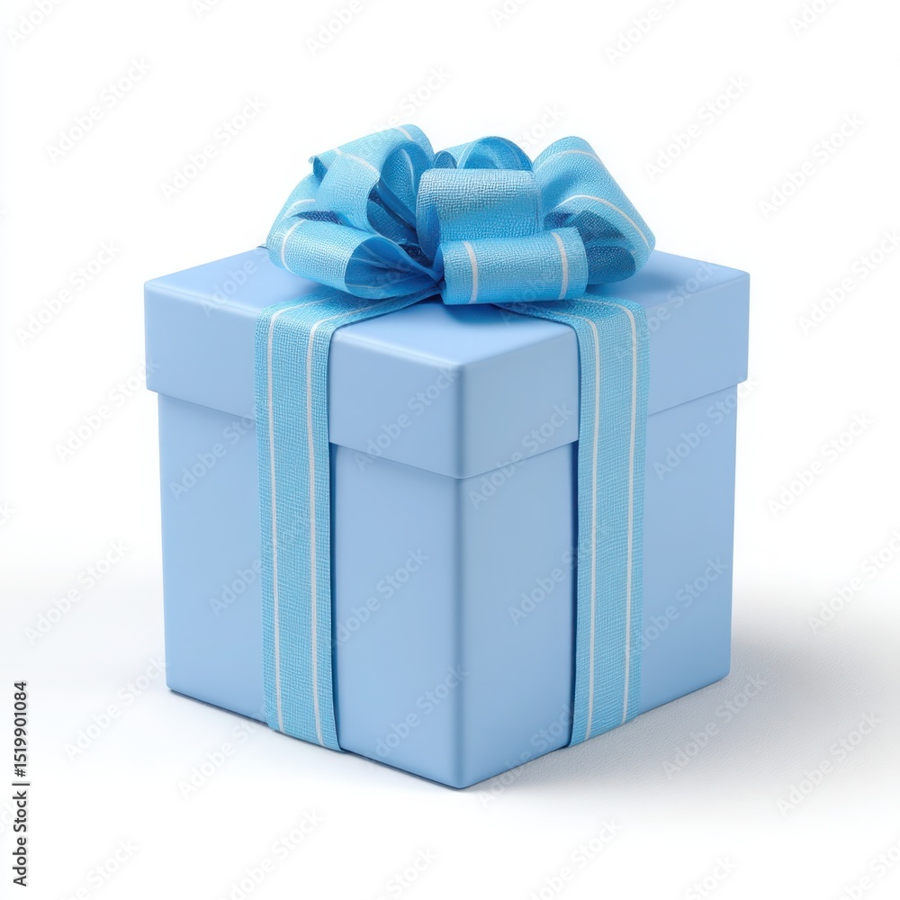 Blue gift box with ribbon on a white background Blue gift box with ribbon on a white background