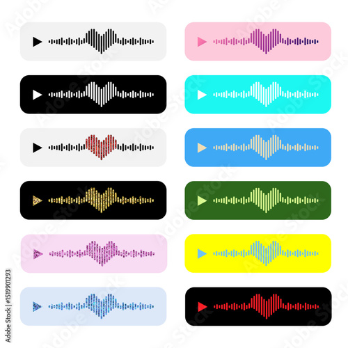 A set of voice messages in a messenger with a heart in the middle