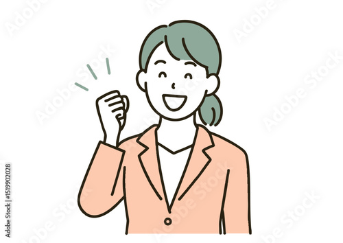 ガッツポーズをする笑顔の若いビジネスウーマン