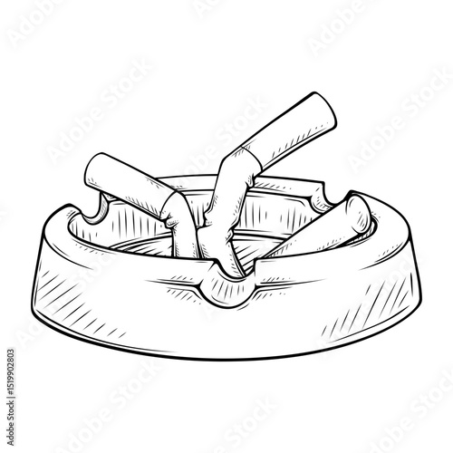 ashtray vector line art drawing illustration