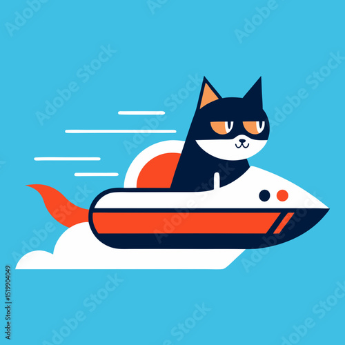 Vector art illustration of a cat on a spirit board